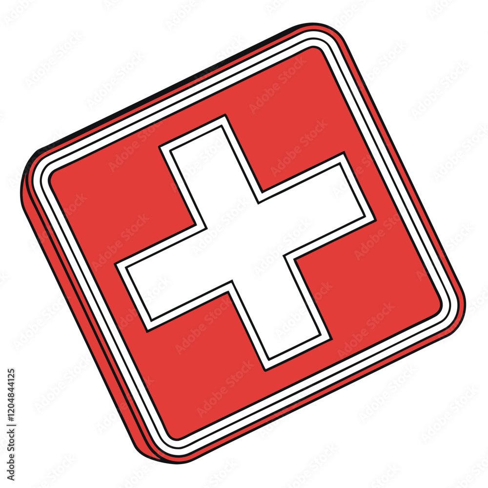 Red Cross Icon for Medical Emergency Sign Red Cross Icon for Medical Emergency Sign