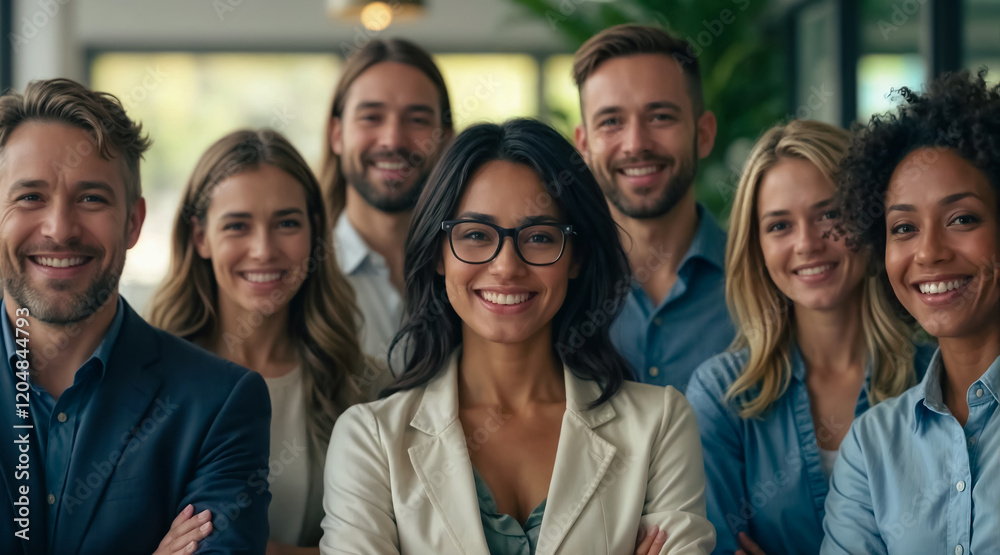 A diverse group of professionals smiling in an office environment, showcasing teamwork, inclusivity, and collaboration in the workplace for business and career success. A diverse group of professionals smiling in an office environment, showcasing teamwork, inclusivity, and collaboration in the workplace for business and career success.