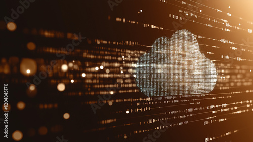 Cloud computing technology concept background, digital illustration technology background