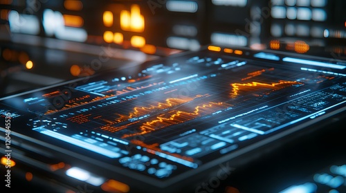 Futuristic Technology, Stock Market Data on Digital Display