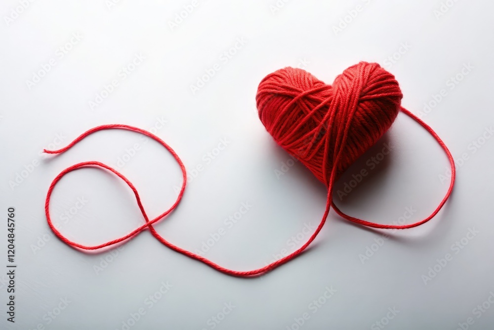 Romantic red heart thread art, perfectly isolated on a pristine white background, ideal for Valentine's Day. Romantic red heart thread art, perfectly isolated on a pristine white background, ideal for Valentine's Day.
