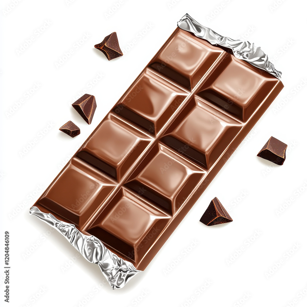 Fototapeta premium Delicious chocolate bar with pieces, perfect for sweet snack or dessert