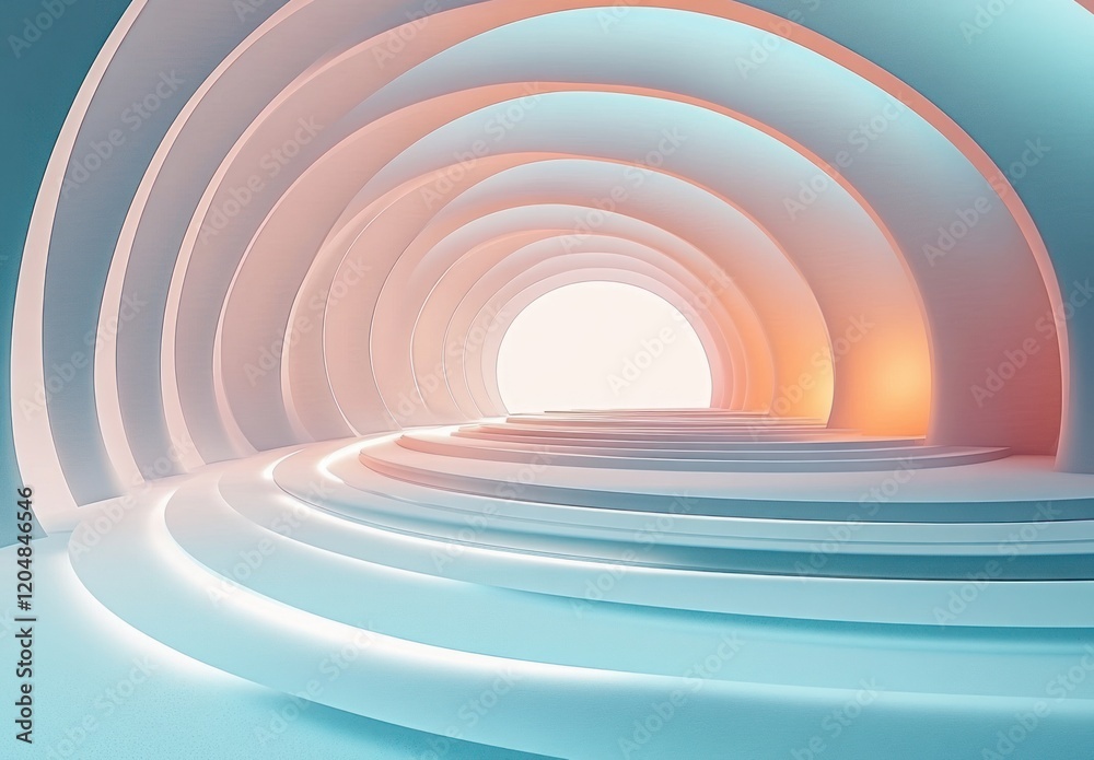 Futuristic Minimalist 3D Concentric Circles Render with Soft Ambient Lighting and Symmetrical Design Futuristic Minimalist 3D Concentric Circles Render with Soft Ambient Lighting and Symmetrical Design