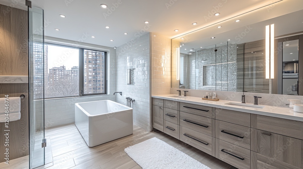 Obraz premium Luxury Modern City-View Bathroom Design