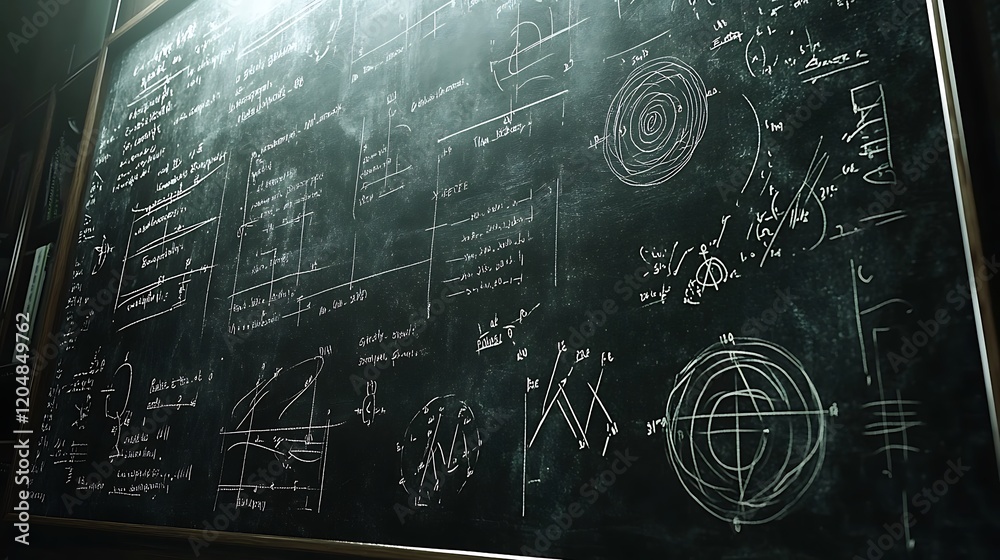 A blackboard filled with complex equations background A blackboard filled with complex equations background