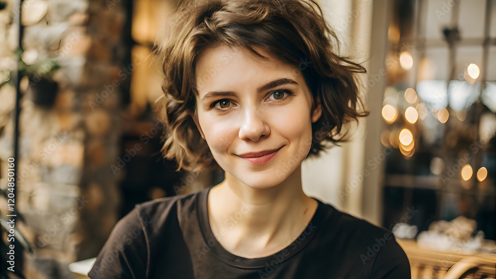 Fototapeta premium Casual Portrait of Eastern European Woman with Freckles and Fluffy Hair. Perfect for: Lifestyle branding, personal care campaigns