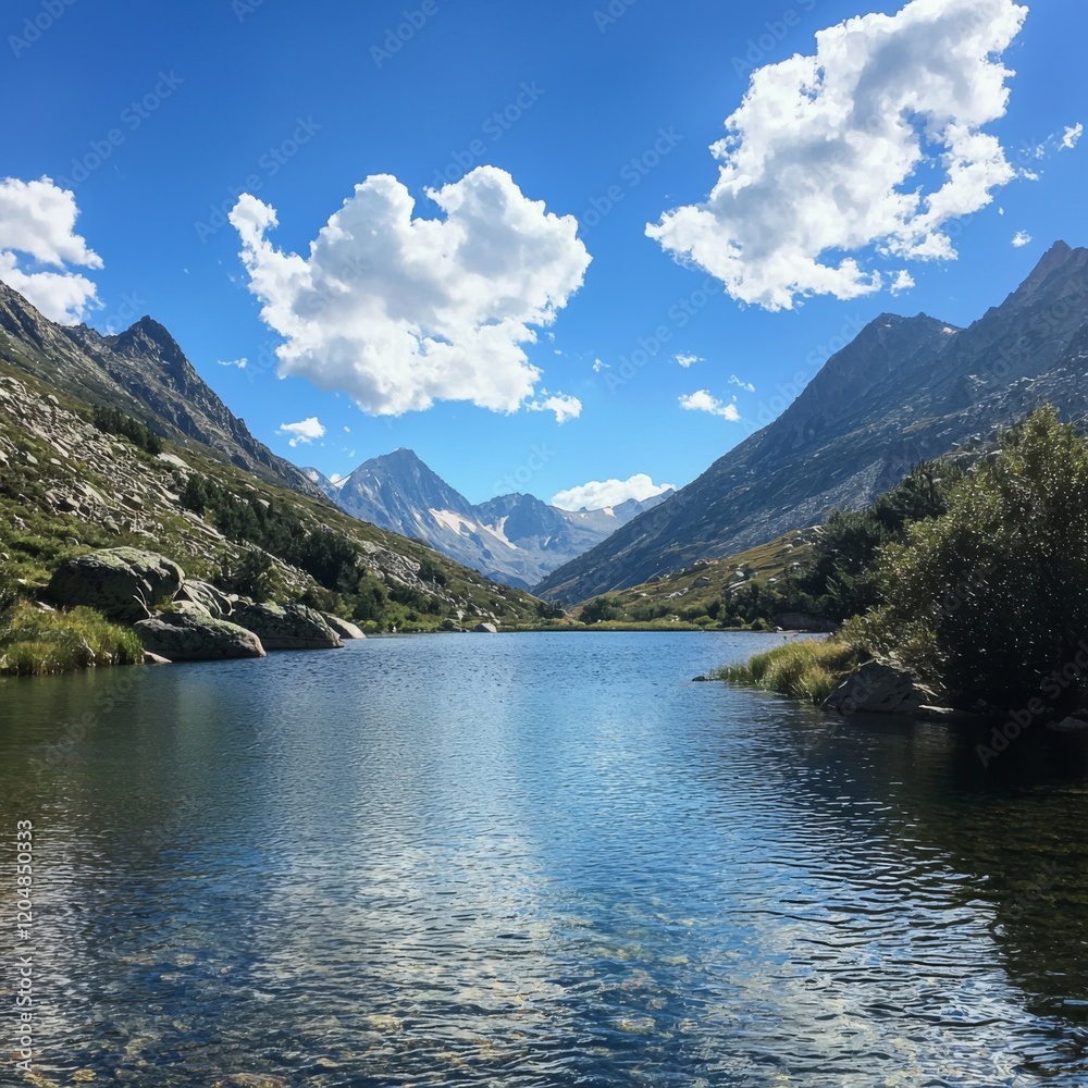 beautiful mountain lake under a clear blue sky, with the still waters reflecting the landscape, showcasing the freshness of the crisp mountain air beautiful mountain lake under a clear blue sky, with the still waters reflecting the landscape, showcasing the freshness of the crisp mountain air