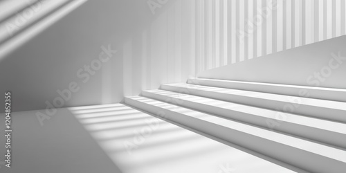 Minimalist White Architecture: Staircase bathed in Sunlight