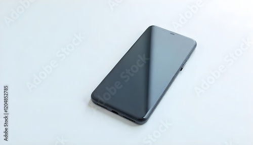 Modern Smartphone Displayed On Minimalistic White Background Surface photo