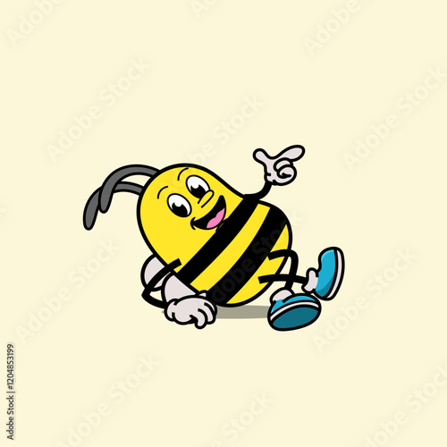 Cute honey bee mascot character vector inspiration with classic style for honey product brand