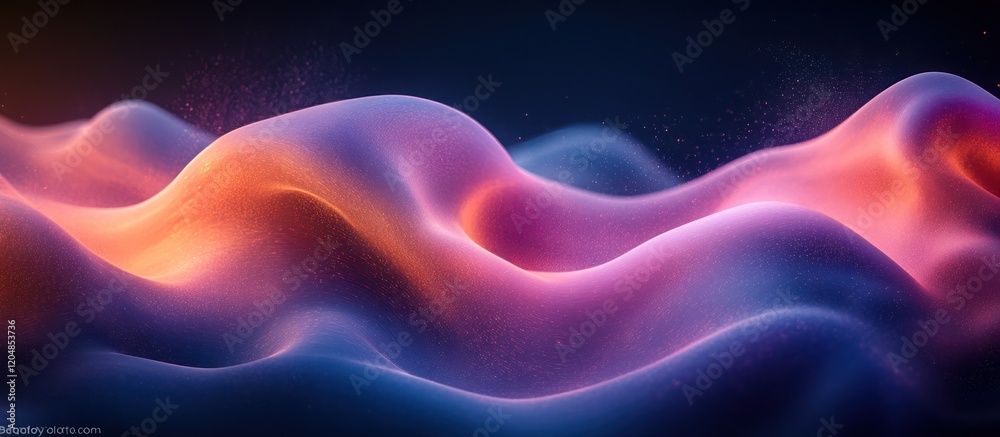 Fototapeta premium Abstract flowing neon waves, vibrant colors, dark background.