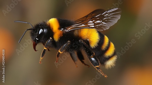 Bumblebee in Flight: A Detailed Macro Photograph
