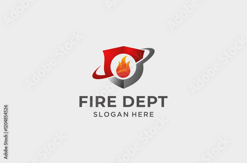 fire shield logo design premium vector.