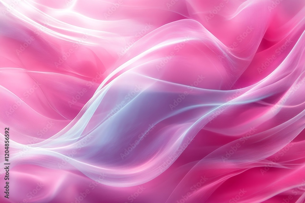 Fototapeta premium Bright Pink Silk Wave Abstract Digital Design, Generative AI