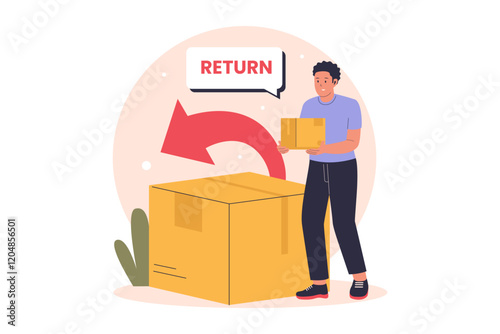 Illustration of product return concept. Illustrations for websites, landing pages, mobile apps, posters and banners. Trendy flat vector illustrations