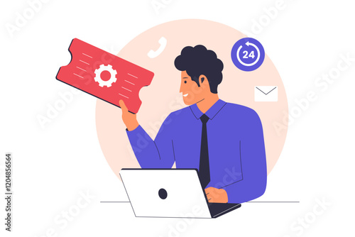 Illustration of support ticket concept. Illustrations for websites, landing pages, mobile apps, posters and banners. Trendy flat vector illustrations