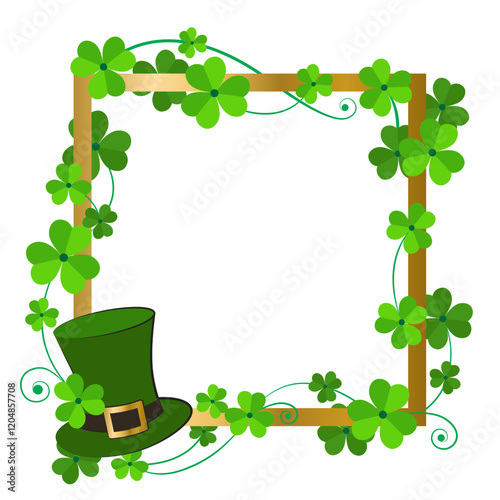 Seamless border of shamrock clover green leaves on transparent background vector decorative element templat