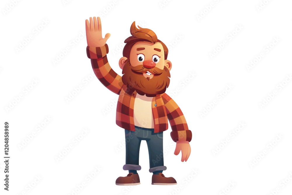 Cartoon Character Waving Hand Isolated on Transparent Background Cartoon Character Waving Hand Isolated on Transparent Background