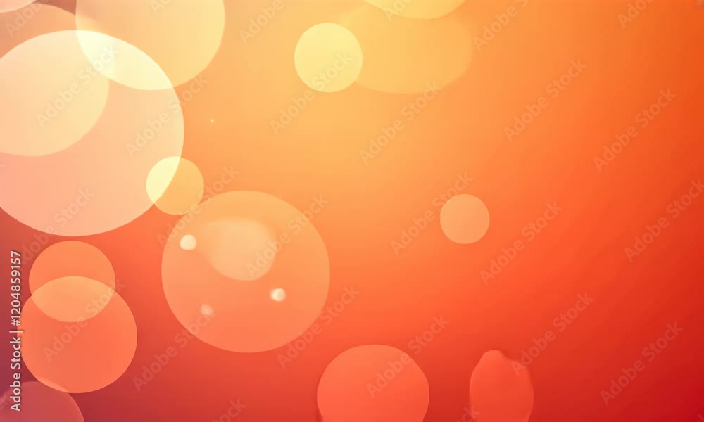 Abstract orange bokeh background with bright circles and glowing lights.