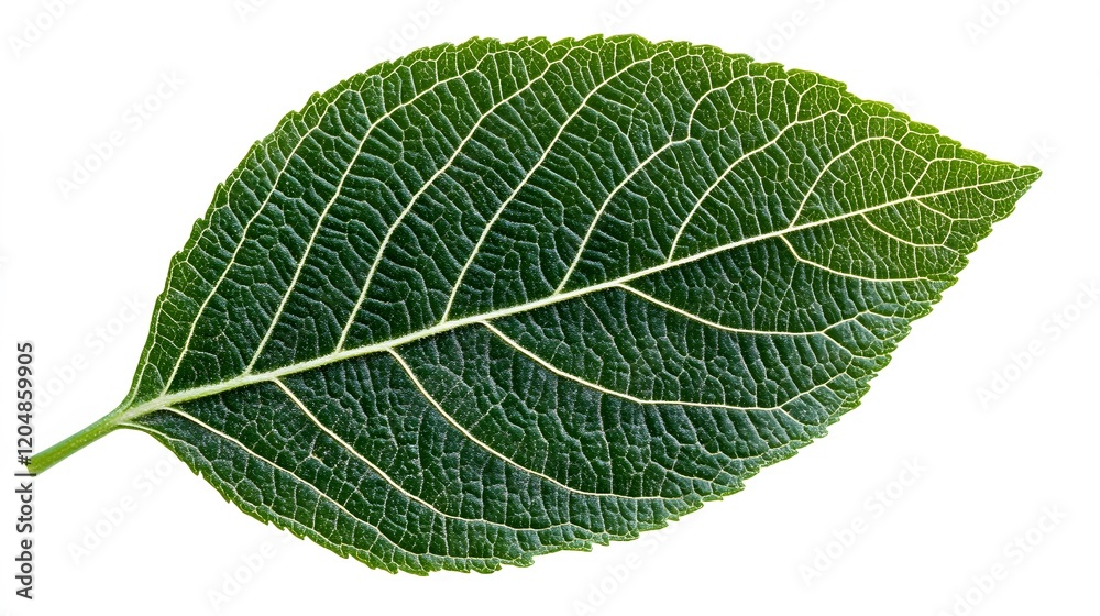 A Single Green Leaf Isolated On White Background