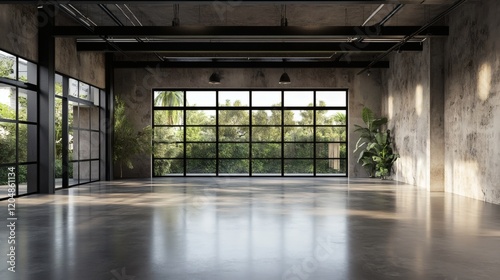 Spacious Industrial Loft with Large Windows and Polished Concrete Floor