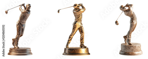 Golf Trophy Collection Isolated on Transparent Background
