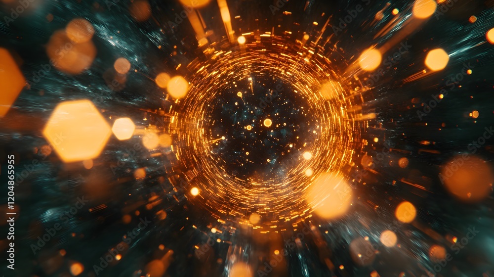 Obraz premium Dynamic energy burst infinite space digital animation cosmic environment abstract viewpoint futuristic concept