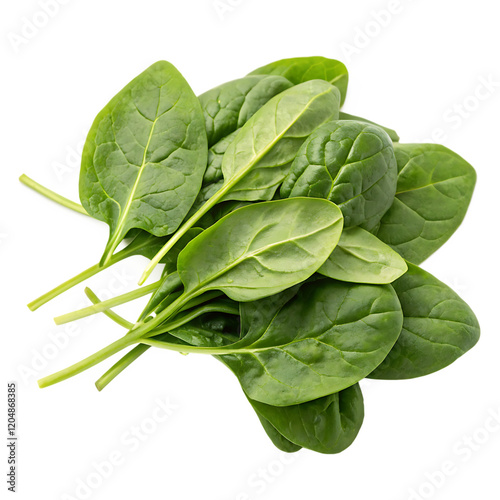 Clump of spinach leaves isolated on transparent background