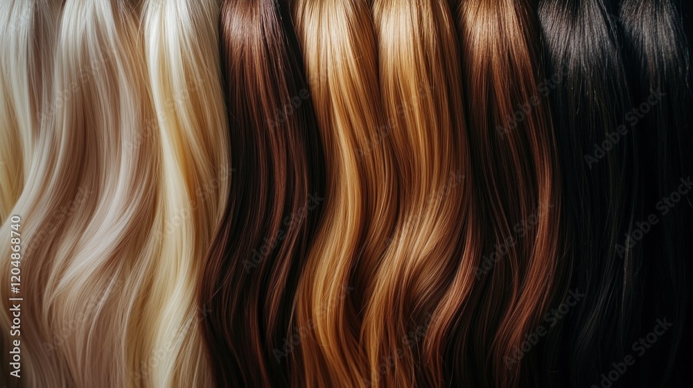 Wavy hair extensions color chart; salon styling Wavy hair extensions color chart; salon styling