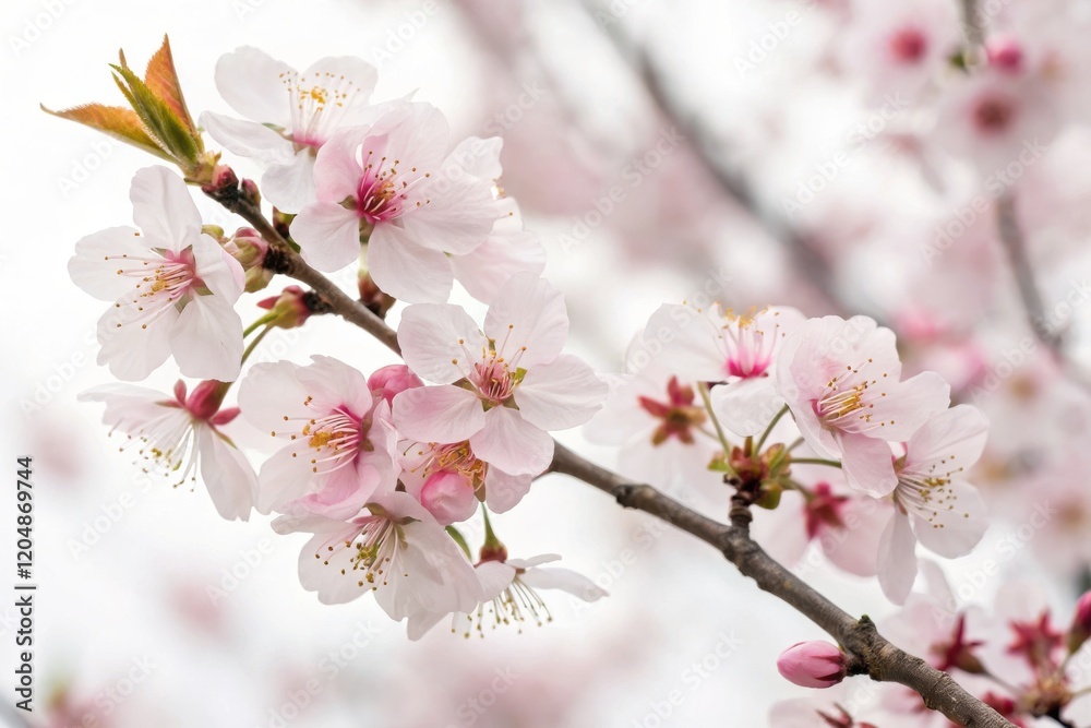 Cherry Blossoms in Bloom Against a Soft Focus Background - A Serene Nature Close-Up Cherry Blossoms in Bloom Against a Soft Focus Background - A Serene Nature Close-Up