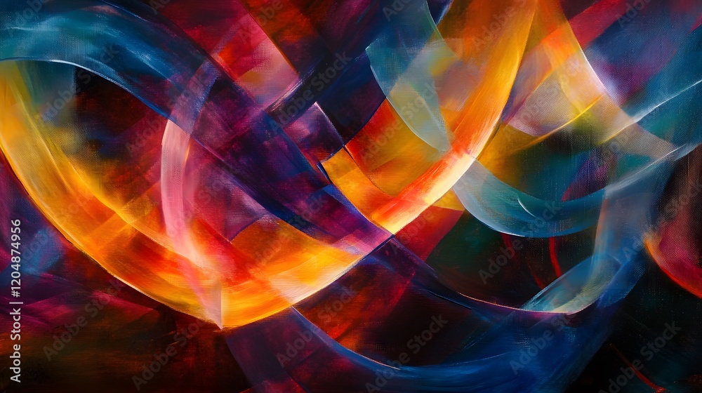 Obraz premium Dynamic abstract art display gallery space digital artwork vibrant colors close-up view creative expression