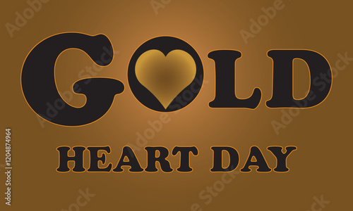 Gold heart day celebration banner. Vector illustration.