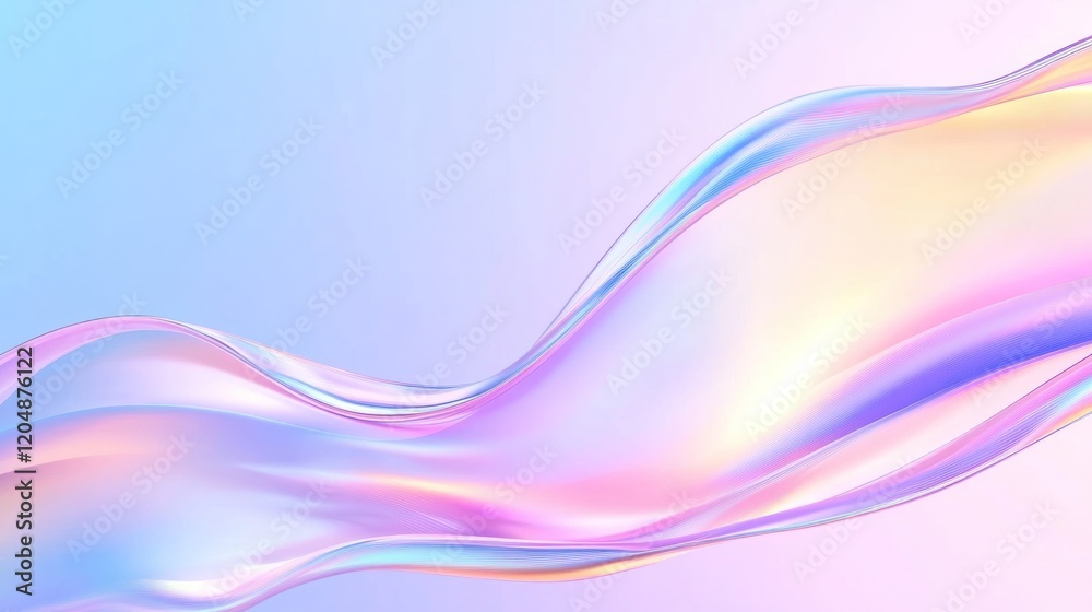 Glossy Iridescent Pastel Waves: Abstract Holographic Gradient Textile Pattern for Synthwave, Vaporwave, Retrowave, and Retro Futurism Banner Background Glossy Iridescent Pastel Waves: Abstract Holographic Gradient Textile Pattern for Synthwave, Vaporwave, Retrowave, and Retro Futurism Banner Background