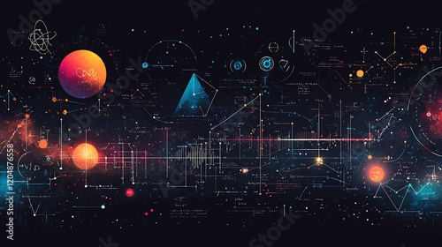 A blackboard filled with complex equations background