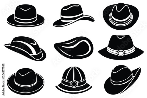 Vintage Western cowboy Hat Silhouette vector illustration