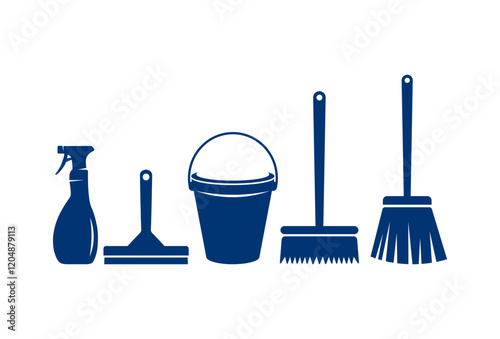 Cleaning services logo collection in blue colors template