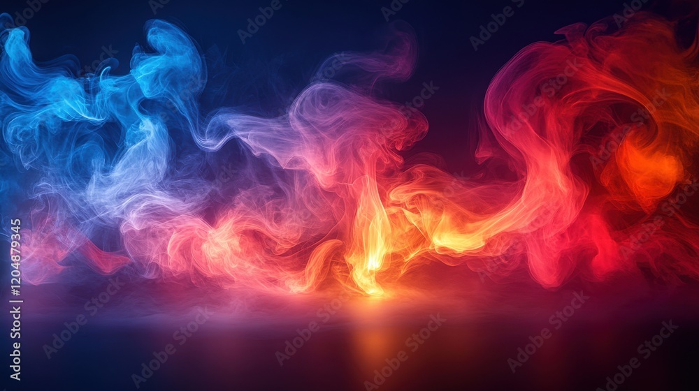 A vibrant blend of blue and red smoke swirls against a dark backdrop, creating an ethereal and dynamic visual effect. A vibrant blend of blue and red smoke swirls against a dark backdrop, creating an ethereal and dynamic visual effect.