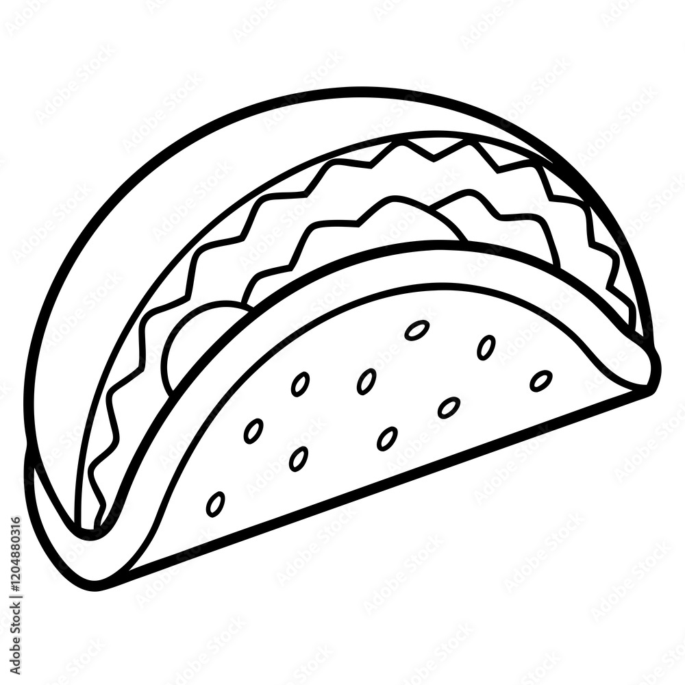 Abstract Taco Line Art for Creative Use Abstract Taco Line Art for Creative Use
