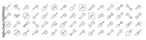 Brick Wall, Floor Plan, Building Modern Outline Style Icons for Design, Cards, Apps, Social Networks