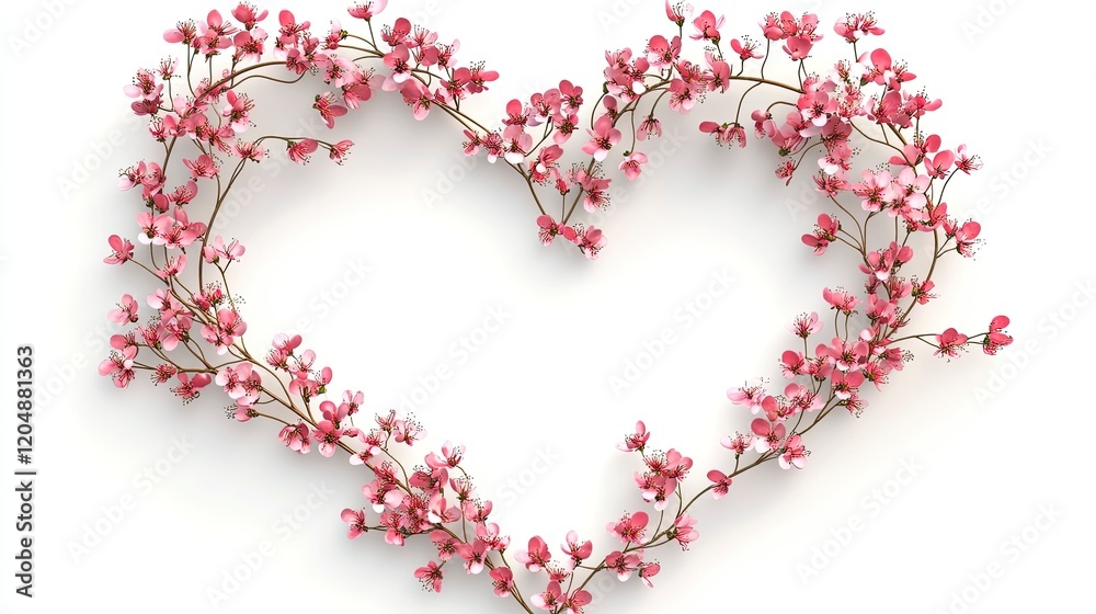 Glowing floral heart frame nature digital art romantic close-up Glowing floral heart frame nature digital art romantic close-up
