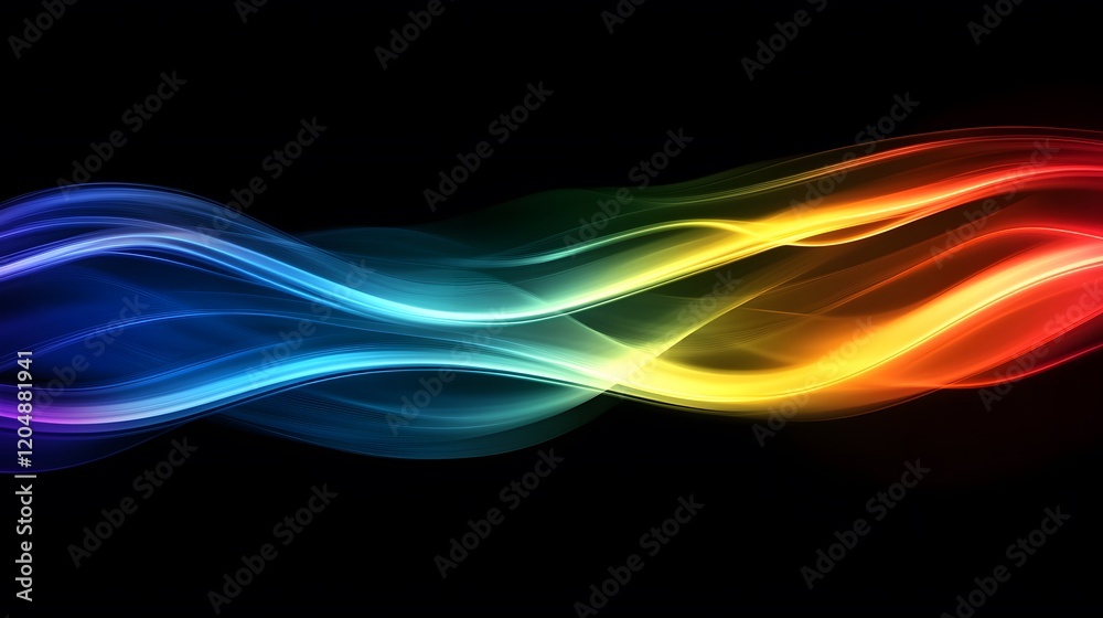Fototapeta premium Dynamic color flow abstract art digital medium vibrant spectrum on black background conceptual visuals