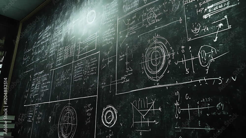A blackboard filled with complex equations background A blackboard filled with complex equations background