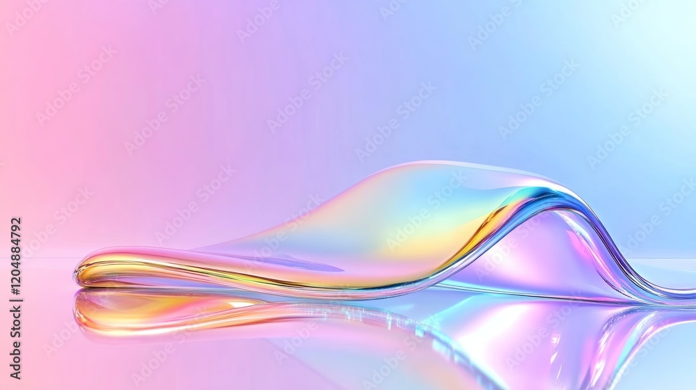 Naklejka premium Holographic Mint Pastel Background - Shimmering and Serene