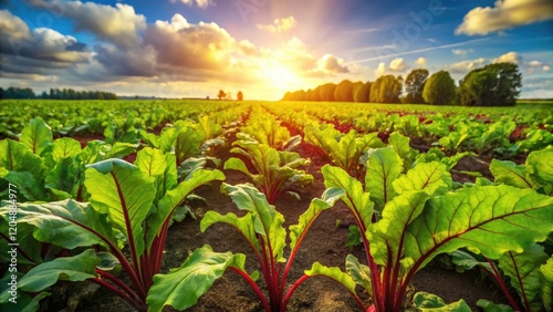 Lush green fodder beets paint a breathtaking agricultural panorama, capturing rural beauty.