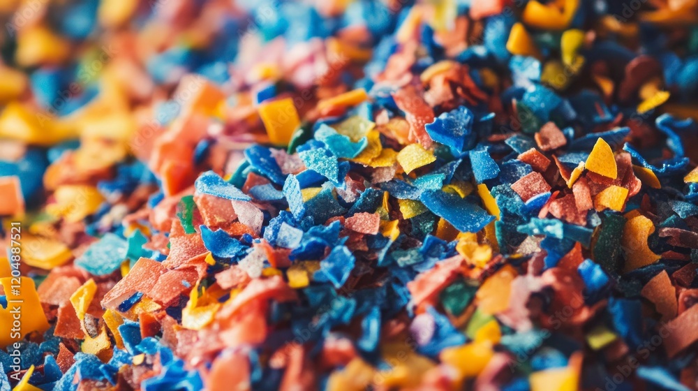 Processing shredded plastic waste into fine granules recycling facility industrial content clean environment close-up view sustainability concept Processing shredded plastic waste into fine granules recycling facility industrial content clean environment close-up view sustainability concept
