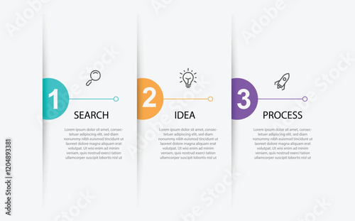 3 step infographic template with icons can be used for workflow layout, business presentation and banner information 