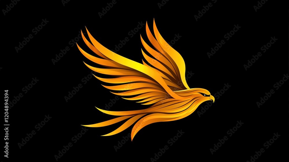 Fototapeta premium Golden Eagle Soaring with Dynamic Wings Against a Dark Background