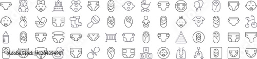 Family, Baby, Diapers Modern Outline Style Icons for Design, Cards, Apps, Social Networks