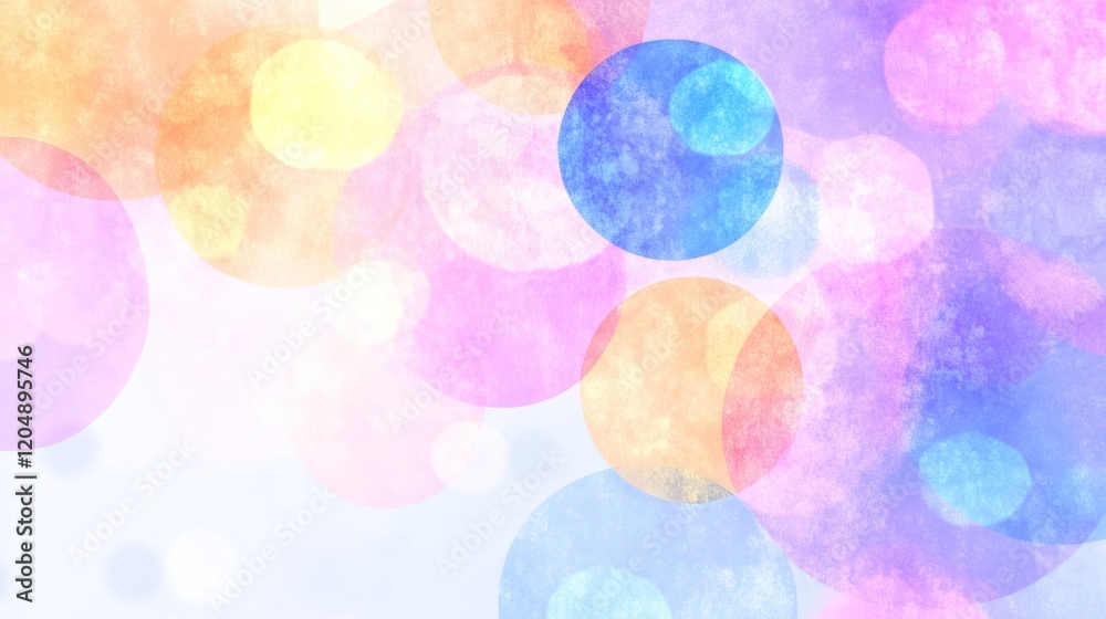 Colorful Pastel Holographic Circle Gradient Texture on White - Retro Design Template with Copy Space, Soft Noise Effect, and Multicolor Vintage Style