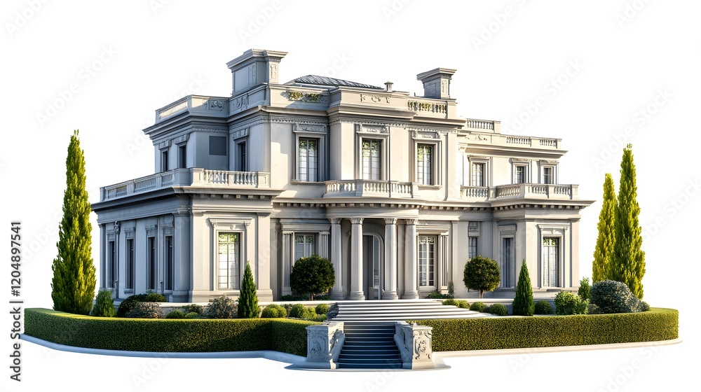 Fototapeta premium High Quality Luxury House In White Background
